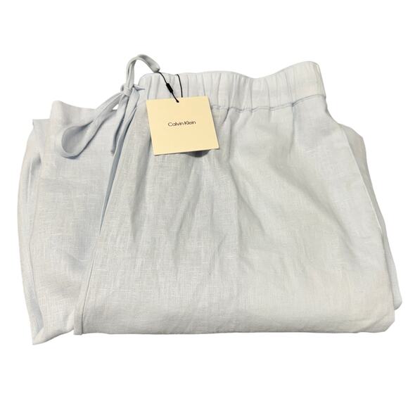 Calvin Klein Pants Womens Large Pale Blue Wide Leg High Rise COMFY Coastal NEW - Picture 1 of 14